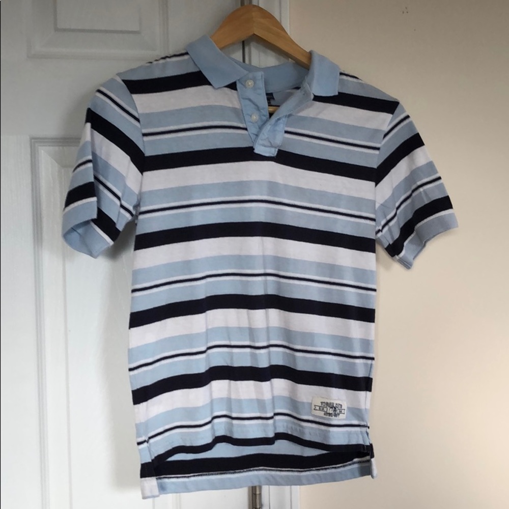 Boys blue striped shirt‎ sleeve polo size small